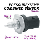 Liquid Pressure and Temperature Combined Sensor 10 bar 140°C – Set with Connector
