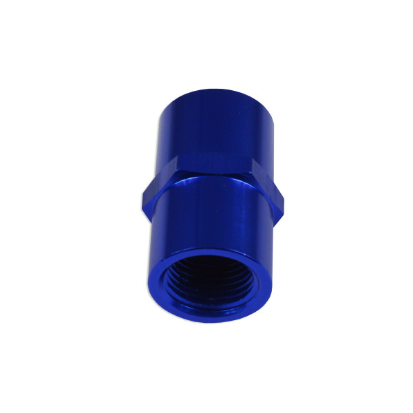 1/4 NPT to 1/4 NPT Straight Female Coupler Union Bush Oil Hose Fitting Adapter Blue