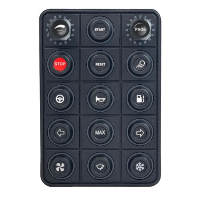 15-Key CAN Keypad with 2 Rotary Encoders - 15mm Inserts Compatible