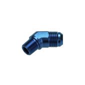 Blue AN6 JIC Flare to 1/4 NPT 45° Hose Adapter