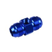 AN6 Male-Male Adapter with 1/8 NPT Inline Port - Blue
