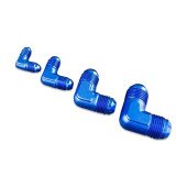 Blue AN6 90° Male-Male Hose Fitting Adapter