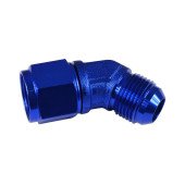Blue AN6 45° Female-Male Hose Fitting Adapter