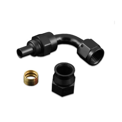 90° AN-4 JIC PTFE Fuel Oil Hose End Fitting - Black