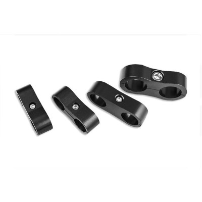 AN6 Dual Clips Fuel Hose Clamp - Black Cable Holder