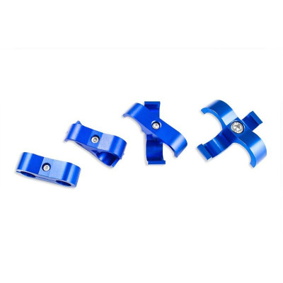 Blue AN10 Dual Clips Fuel Hose Clamp Set