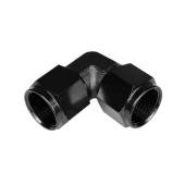 Black AN4 90° Female-Female Hose Fitting Adapter