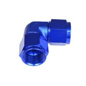 Blue AN10 90° Female-Female Hose Fitting Adapter