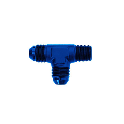 1/8 NPT to AN4 JIC Flare T-Piece Fuel Adapter - Blue