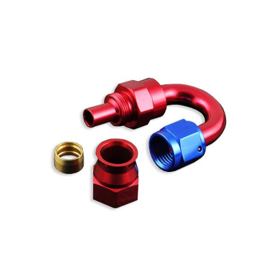 AN -4 JIC 180° PTFE Fuel Fitting Hose End - Red