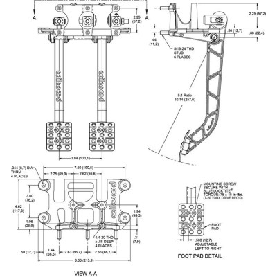 Wilwood 340-13835 Reverse Swing Brake & Clutch Pedal