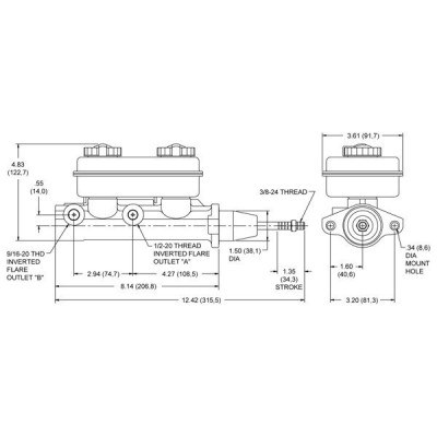 Wilwood 260-4894 Tandem Master Cylinder for Performance