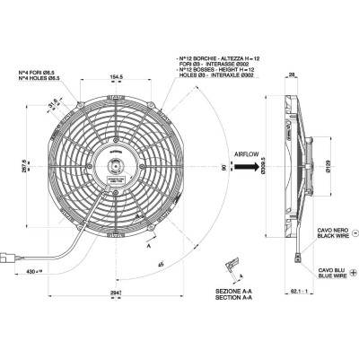 SPAL 12V Axial Cooling Fan VA09-AP50/C-54A 280MM