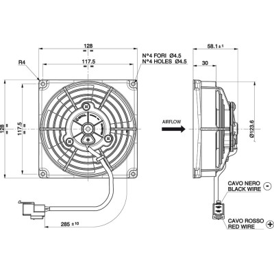 SPAL 12V Axial Cooling Fan VA69A-A101-87A, 115mm