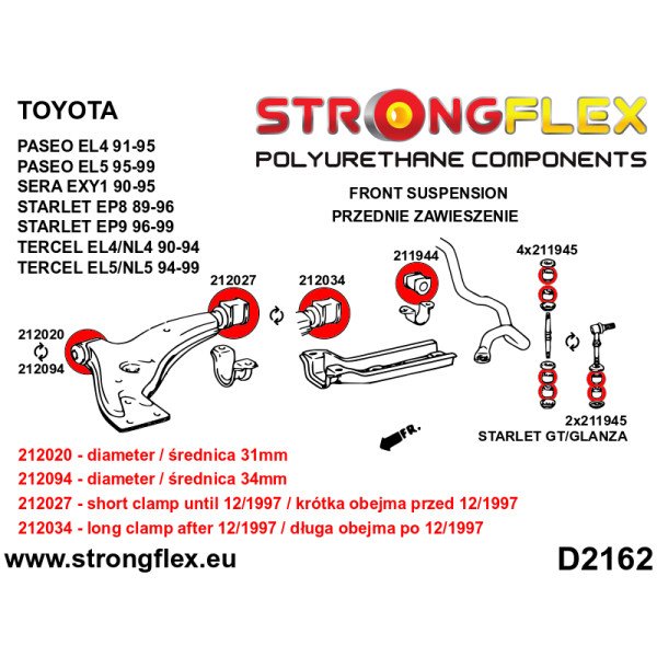 Strongflex 212094B Front control arm – front bush 34mm