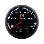 60mm 4-in-1 Gauge for Oil Pressure, Voltage, Oil & Water Temperature