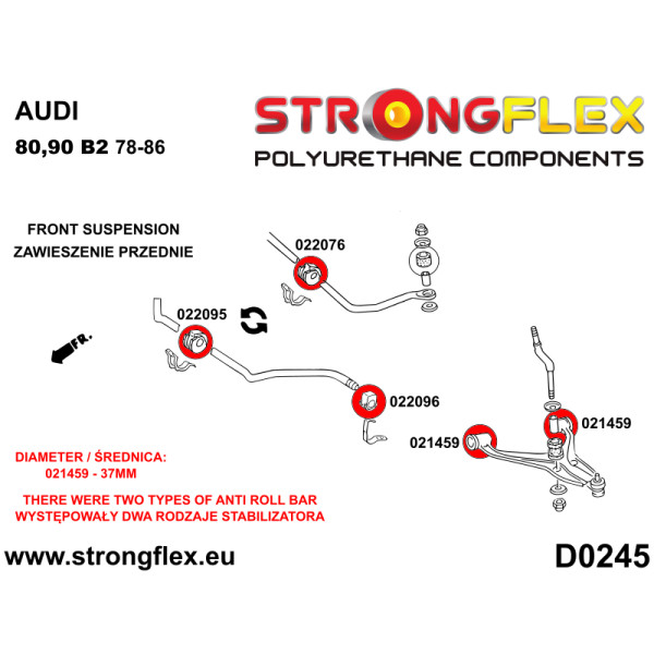 Strongflex 022095B Anti roll bar bush front / rear