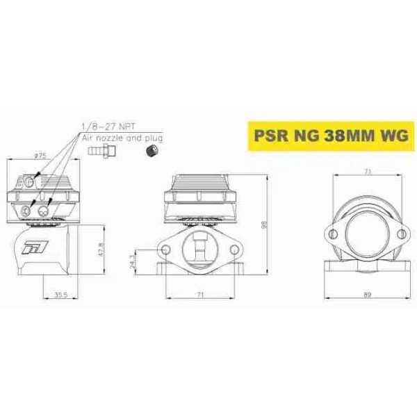 Pulsar PSR New Generation Wastegate 38mm 2-Bolt External Wastegate Black