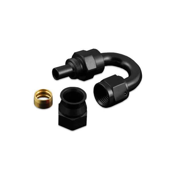AN12 180° PTFE Fuel Oil Hose End JIC Black