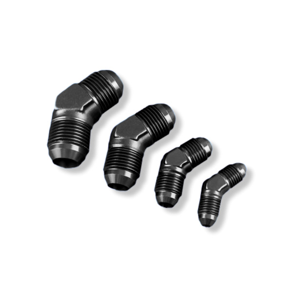 Black AN12 45° Male-Male Hose Fitting Adapter