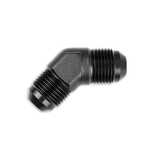 Black AN12 45° Male-Male Hose Fitting Adapter