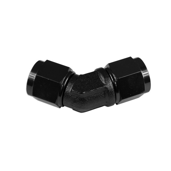 Black AN12 45° Female-Female Hose Fitting Adapter