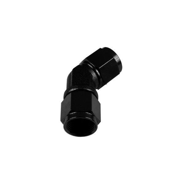 Black AN12 45° Female-Female Hose Fitting Adapter