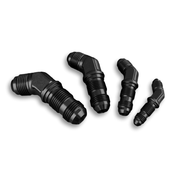 Black AN12 JIC 45° Male Bulkhead Hose Adapter