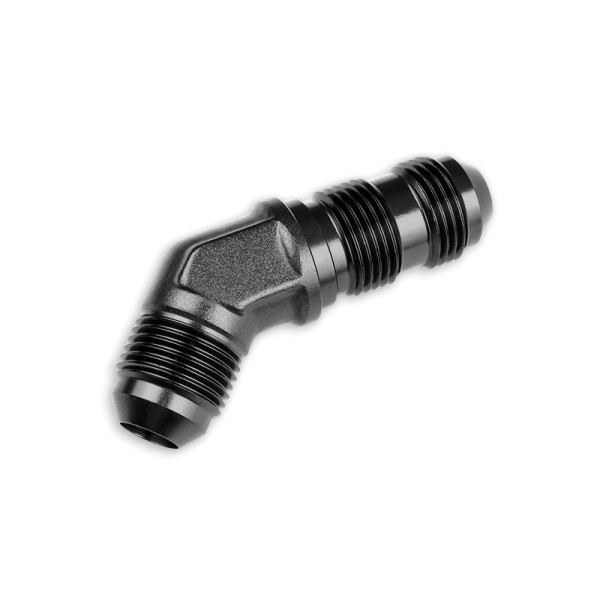 Black AN12 JIC 45° Male Bulkhead Hose Adapter