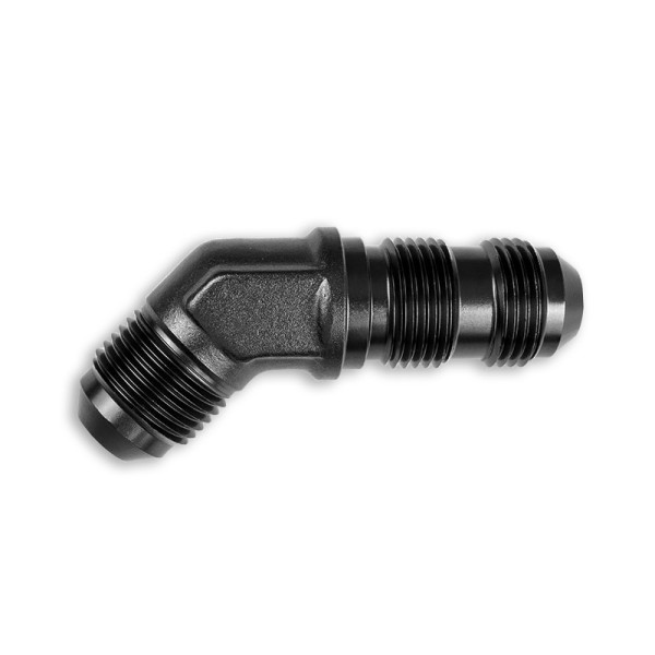 Black AN12 JIC 45° Male Bulkhead Hose Adapter