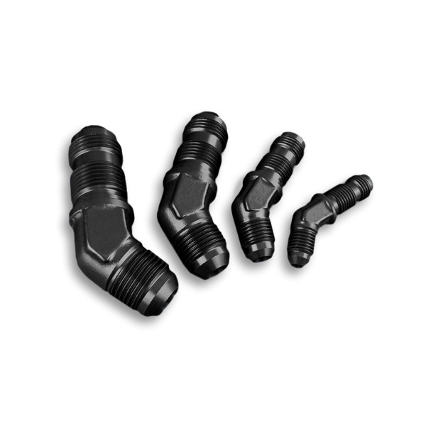 Black AN12 JIC 45° Male Bulkhead Hose Adapter