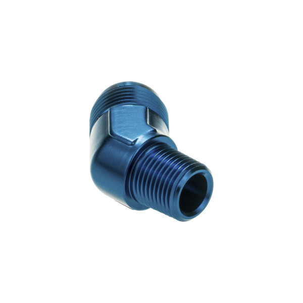 Blue AN4 JIC Flare to 1/4" NPT 45° Hose Adapter