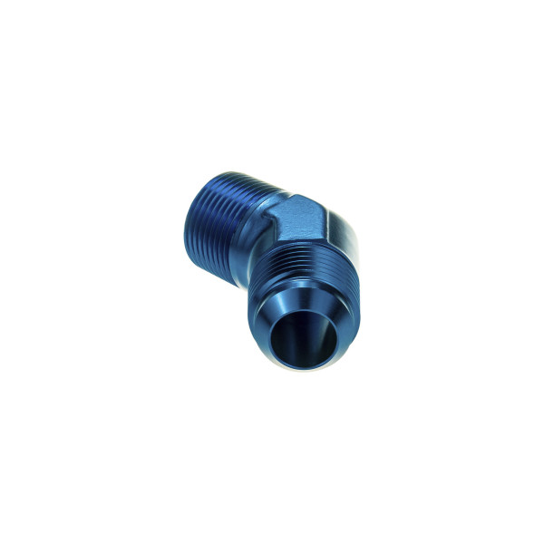 Blue AN4 JIC Flare to 1/4" NPT 45° Hose Adapter