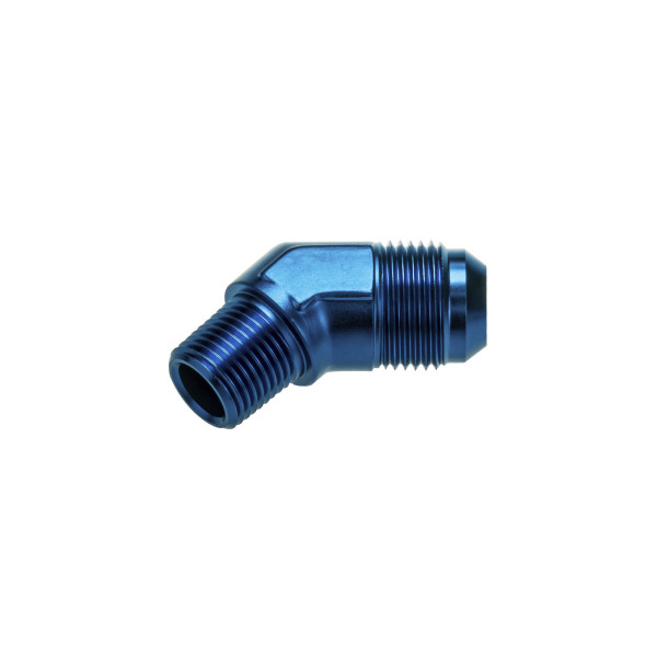 Blue AN4 JIC Flare to 1/4" NPT 45° Hose Adapter
