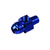 AN8 -8 to 1/4 NPT Inline 1/8 NPT Fuel Oil Adapter Blue