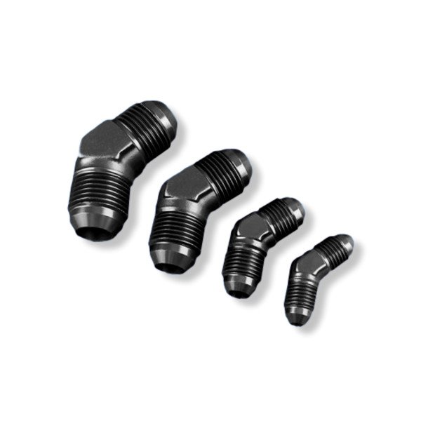 Black AN8 45° Male-Male Hose Fitting Adapter