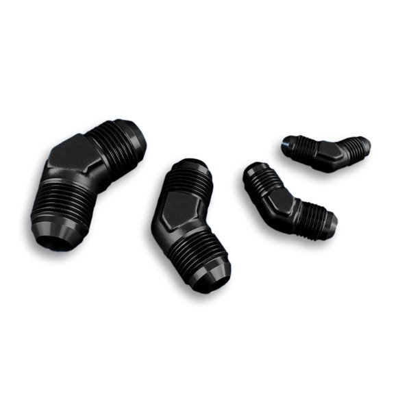 Black AN8 45° Male-Male Hose Fitting Adapter