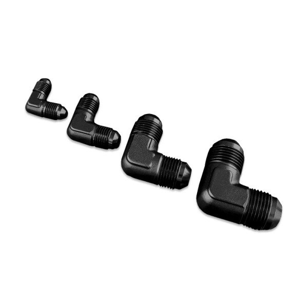 Black AN8 90° Male-Male Hose Fitting Adapter