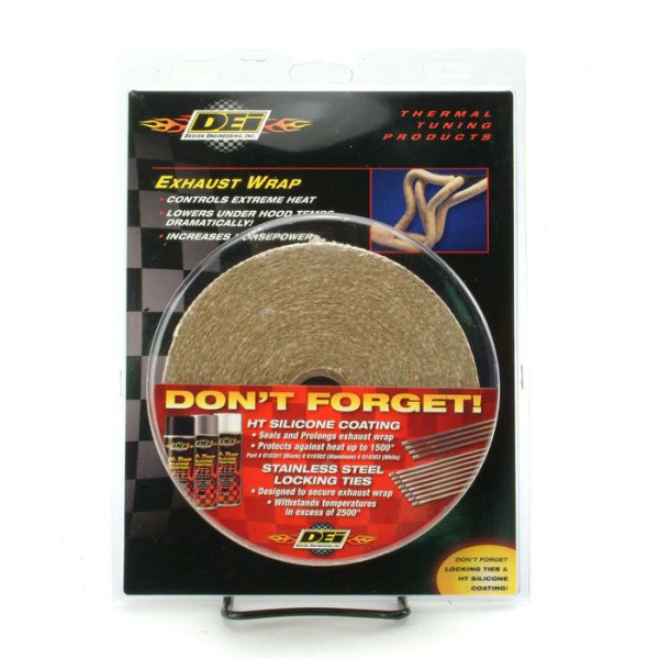 Tan Glass Fiber Exhaust Wrap 5cm x 30m (2" x 100ft) DEI 010103