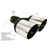 Universal Exhaust Tail Pipe Muffler Tip round 100mm lenght 200mm mounting diameter 60mm
