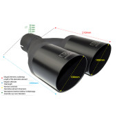 Universal Exhaust Tail Pipe Muffler Tip round 100mm lenght 280mm mounting diameter 60mm