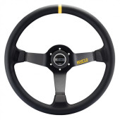 Sparco R345 Steering Wheel (63 mm Dish), Black Suede, Black Spokes