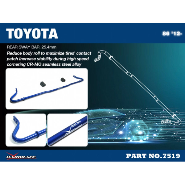Hardrace 7519 Rear Sway Bar – Scion FR-S ZN6, Subaru BRZ ZC6 & more
