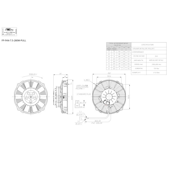Suction Pull Fan 7.5” ULTIMATE 280W