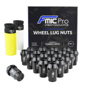 Aluminium wheel nuts FMIC.Pro M12x1.25 Black 20 pcs. tapered