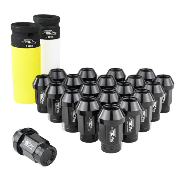 Aluminium wheel nuts FMIC.Pro M12x1.25 Black 20 pcs. tapered