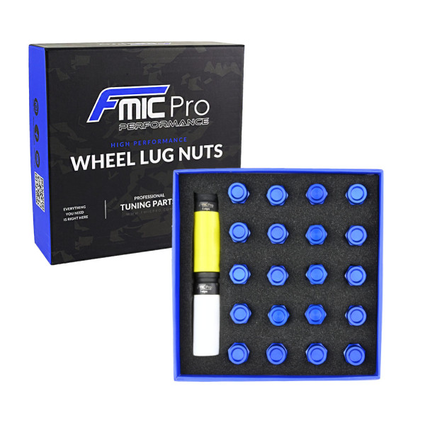 Blue Tapered Aluminium Wheel Nuts M14x1.5, 20 Pieces