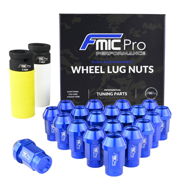 Blue M12x1.5 Aluminium Wheel Nuts, 20 pcs, Tapered