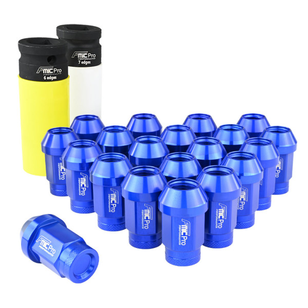 Blue Tapered Aluminium Wheel Nuts M14x1.5, 20 Pieces