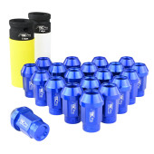 Blue M12x1.5 Aluminium Wheel Nuts, 20 pcs, Tapered